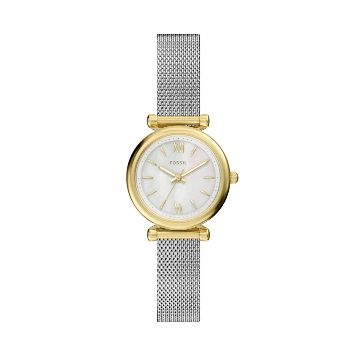 Women`s Carlie Three-hand Stainless Steel Watch 28MM Silver/gold Mesh by Fossil