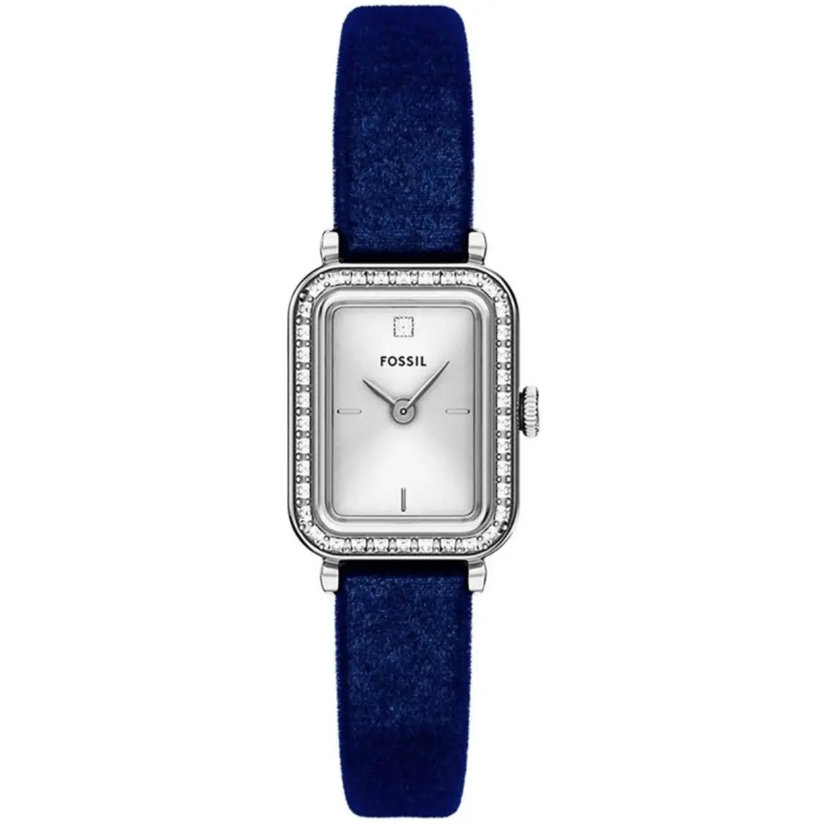 Women`s Watch Raquel Mini White Dial Blue Velvet Fabric Strap ES5436 by Fossil
