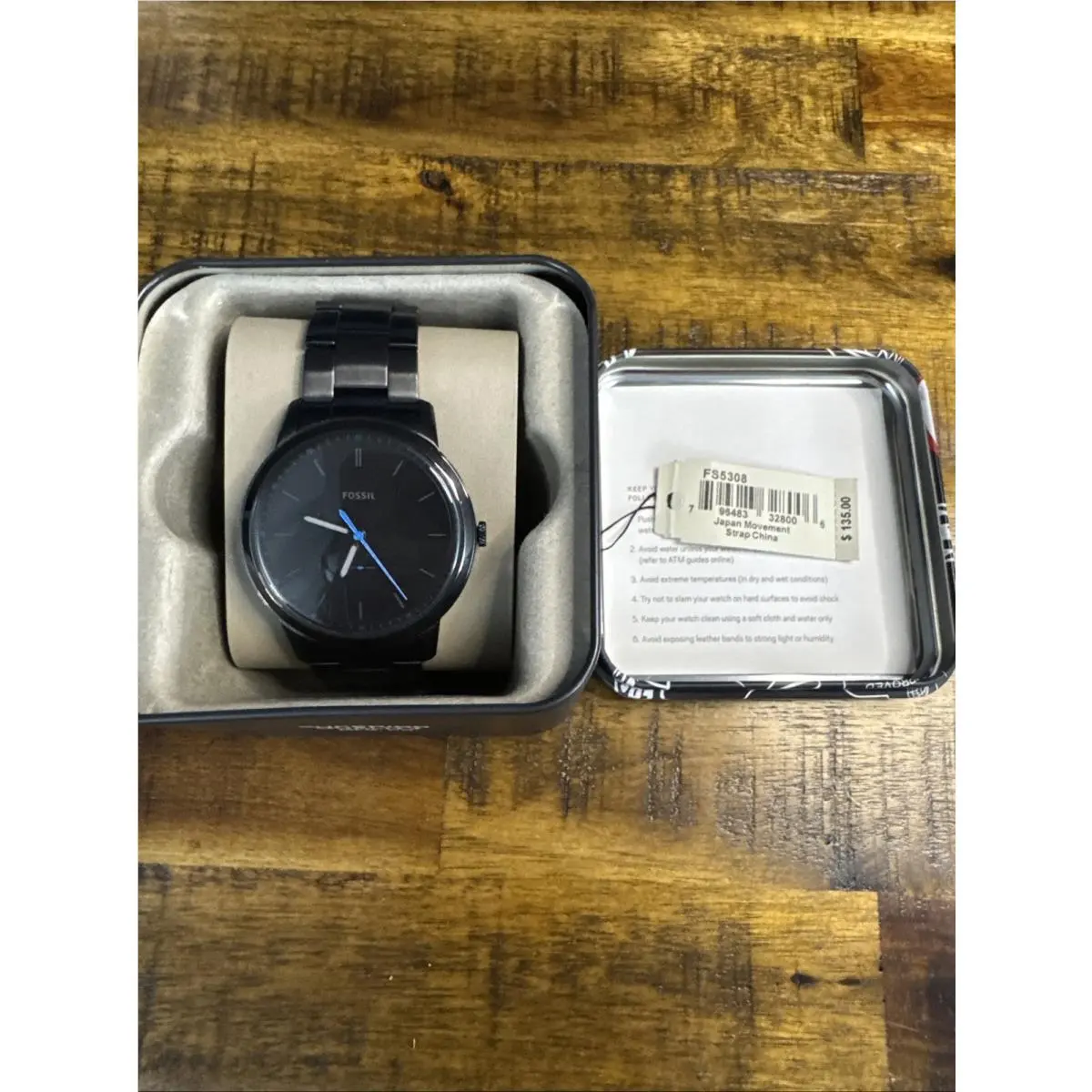 Fossil Men`s FS5308 Black Stainless Steel Analog Watch