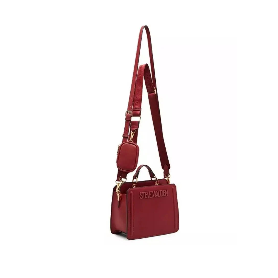 Steve Madden Crossbody Satchel Crimson Red 2 Straps Coin Bag Included