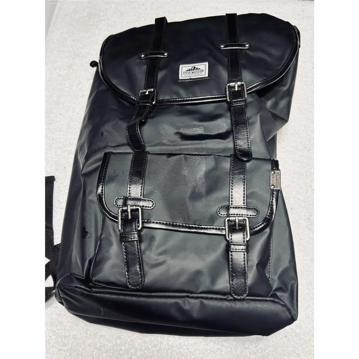 Steve Madden Mens Utility Travel Backpack Shoulder Bag Black W Tags