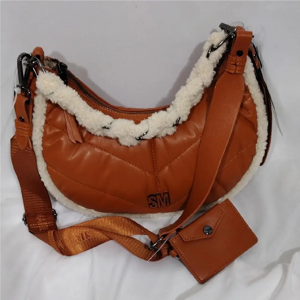 Bleyla Shearling Shoulder Bag Whiskey Spice by Steve Madden