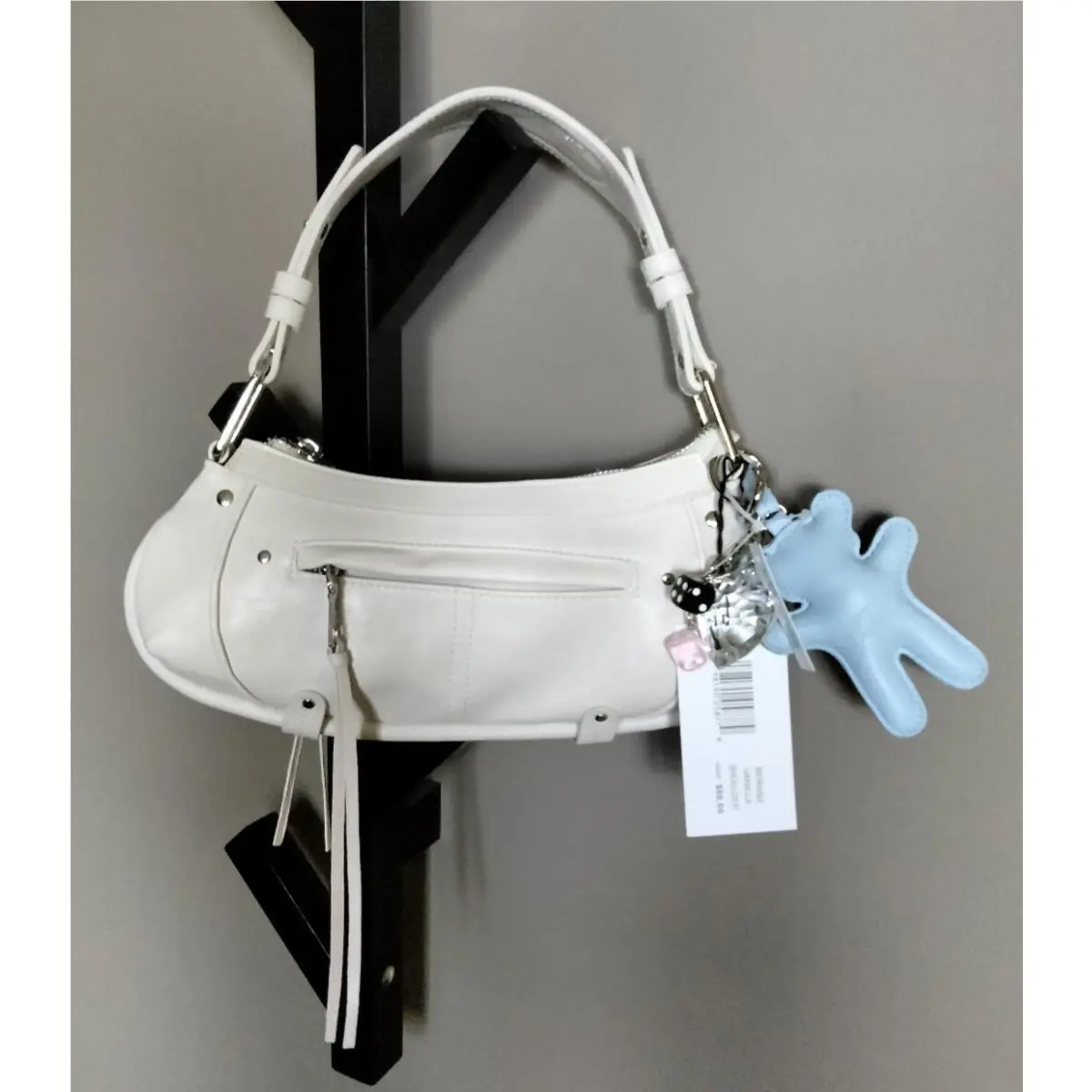 Steve Madden Bfranz Small Shoulder Bag Vanilla Off-white Blue Bear Charm