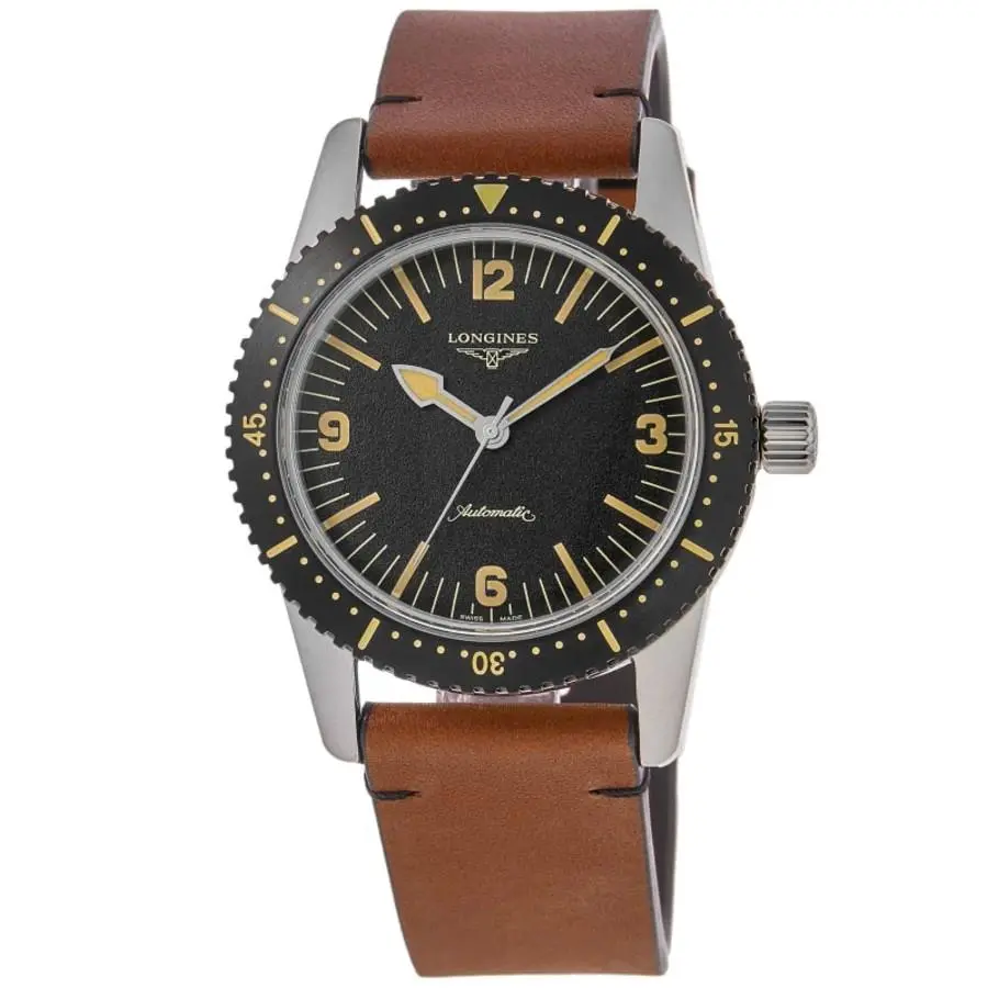Heritage Skin Diver Black Dial Leather Men`s Watch L2.822.4.56.2 by Longines