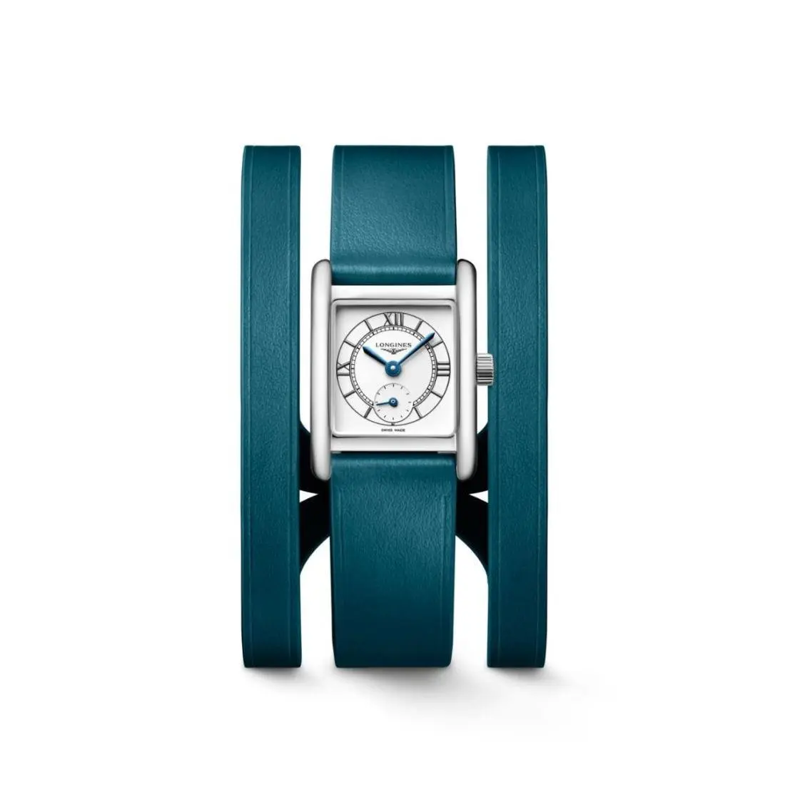 Longines Mini Dolcevita Women`s Green Leather Quartz Watch L5.200.4.75.9 - Face: White, Dial: White, Band: Green