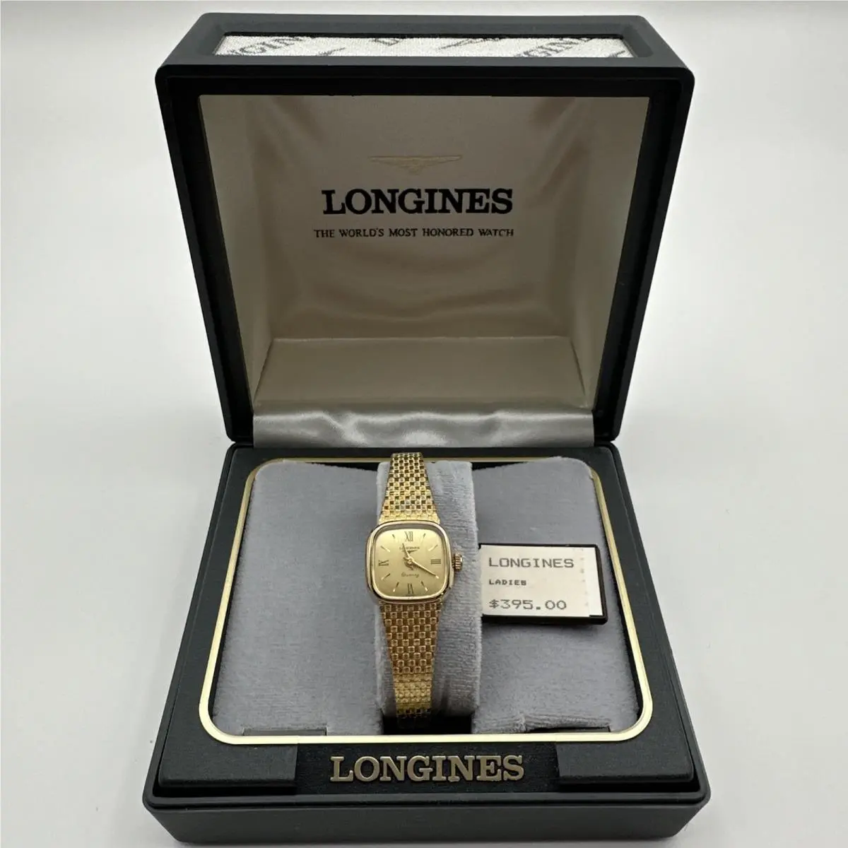 Ladies 10K Rolled Gold Plate Watch 18 mm Vintage Nos w Box Works by Longines