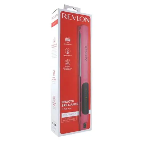 Revlon Flat Iron 1Inch Ceramic Smooth Brilliance Pink