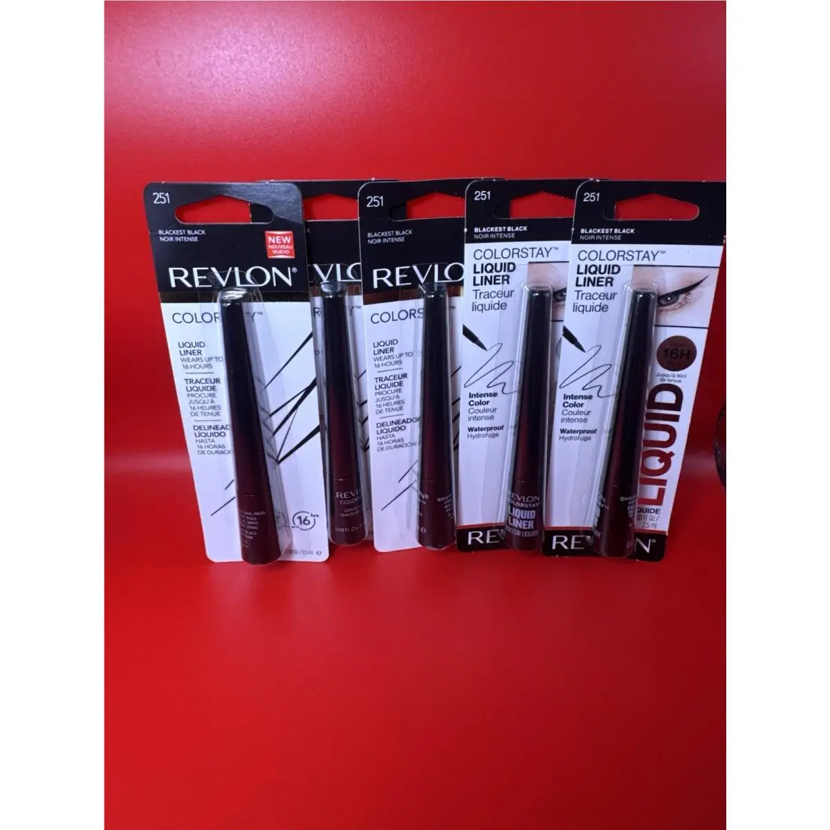5 Pack Revlon Colorstay Waterproof Liquid Eyeliner 251 Blackest Black