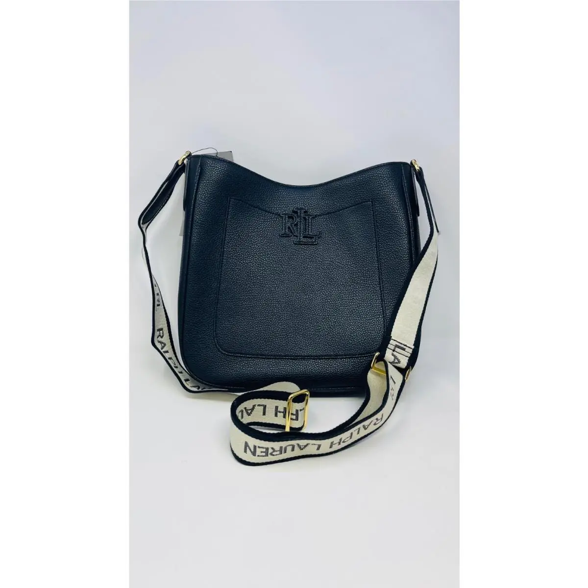 Lauren Ralph Lauren Black Cameron Pebbled Leather Crossbody Bag