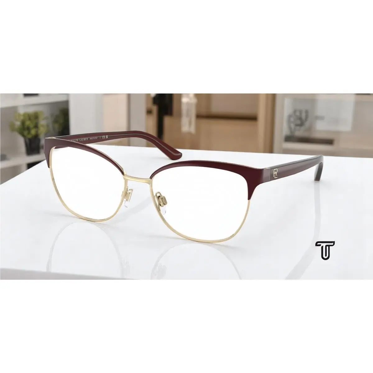 Ralph Lauren RL5099 9395 Shiny Dark Red On Pale Gold 55 mm Women`s Eyeglasses