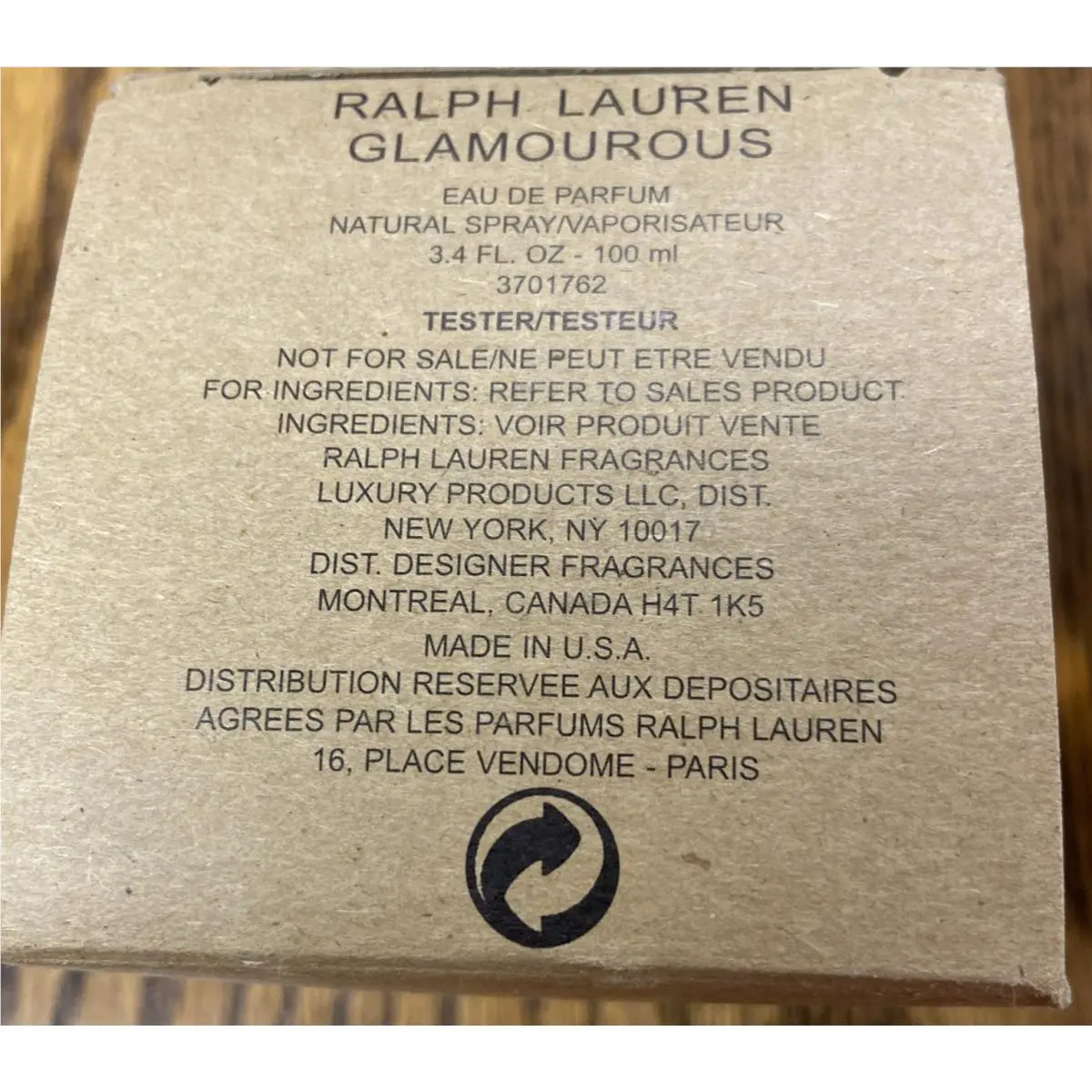 Ralph Lauren Glamourous Vintage Eau De Parfum Spray 3.4 Oz-100ml No Cap