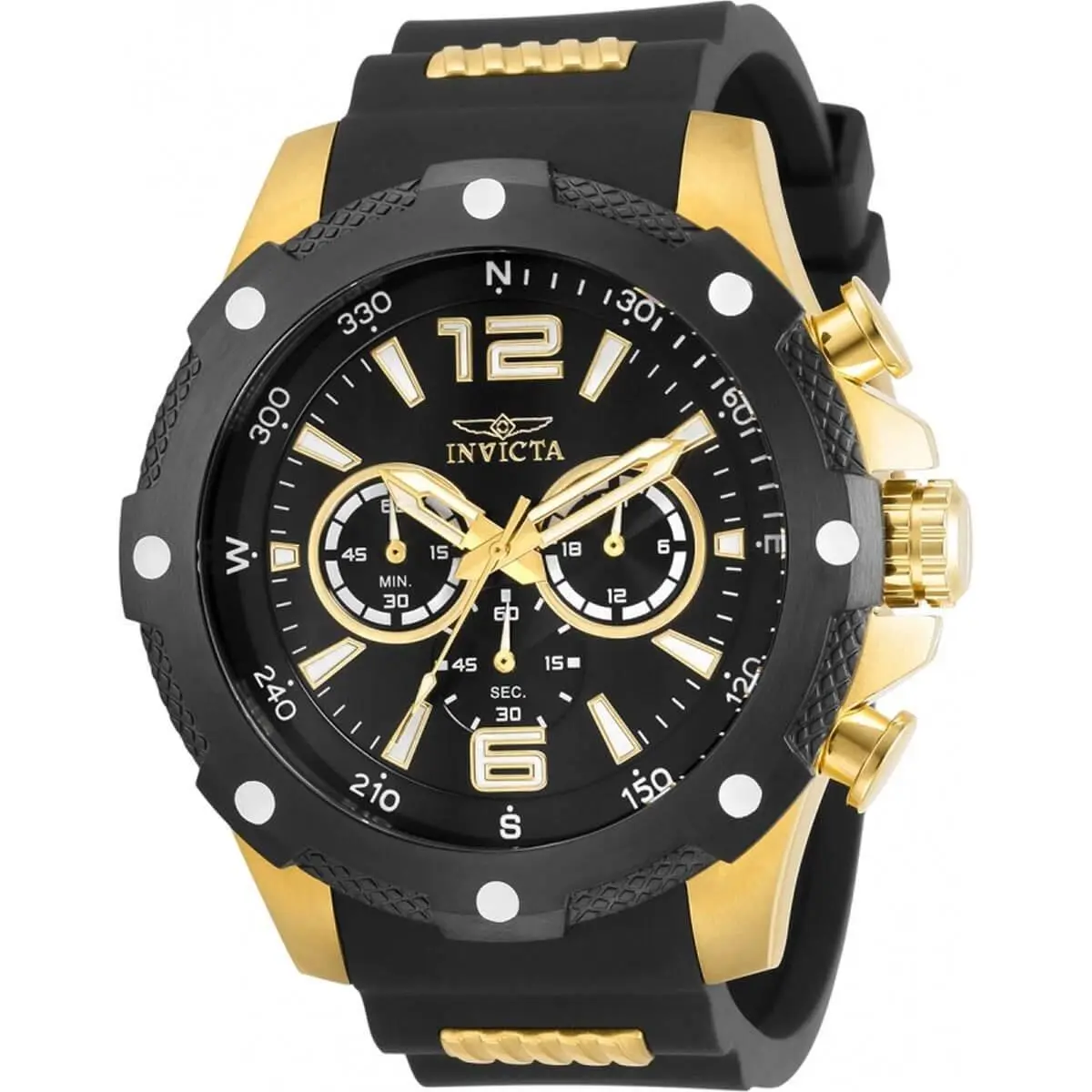 Invicta Men`s Watch I-force Chronograph Quartz Black Dial Two Tone Strap 30769
