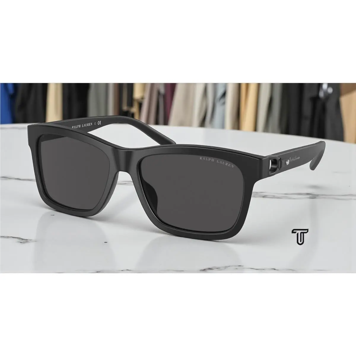 Ralph Lauren RL8203QU 537587 Matte Black Dark Grey 57 mm Men`s Sunglasses