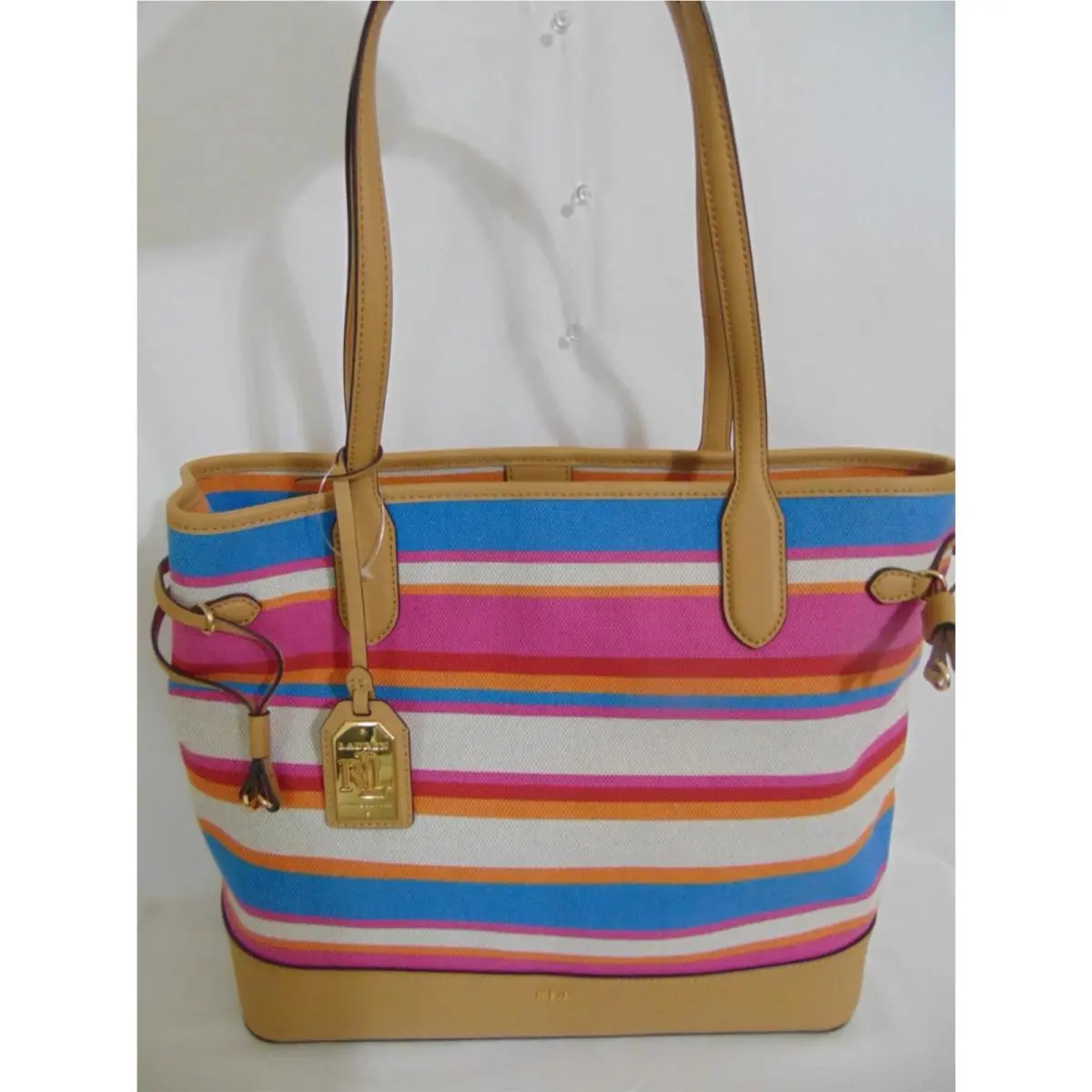 Lauren Ralph Lauren Striped Canvas Tote HP303