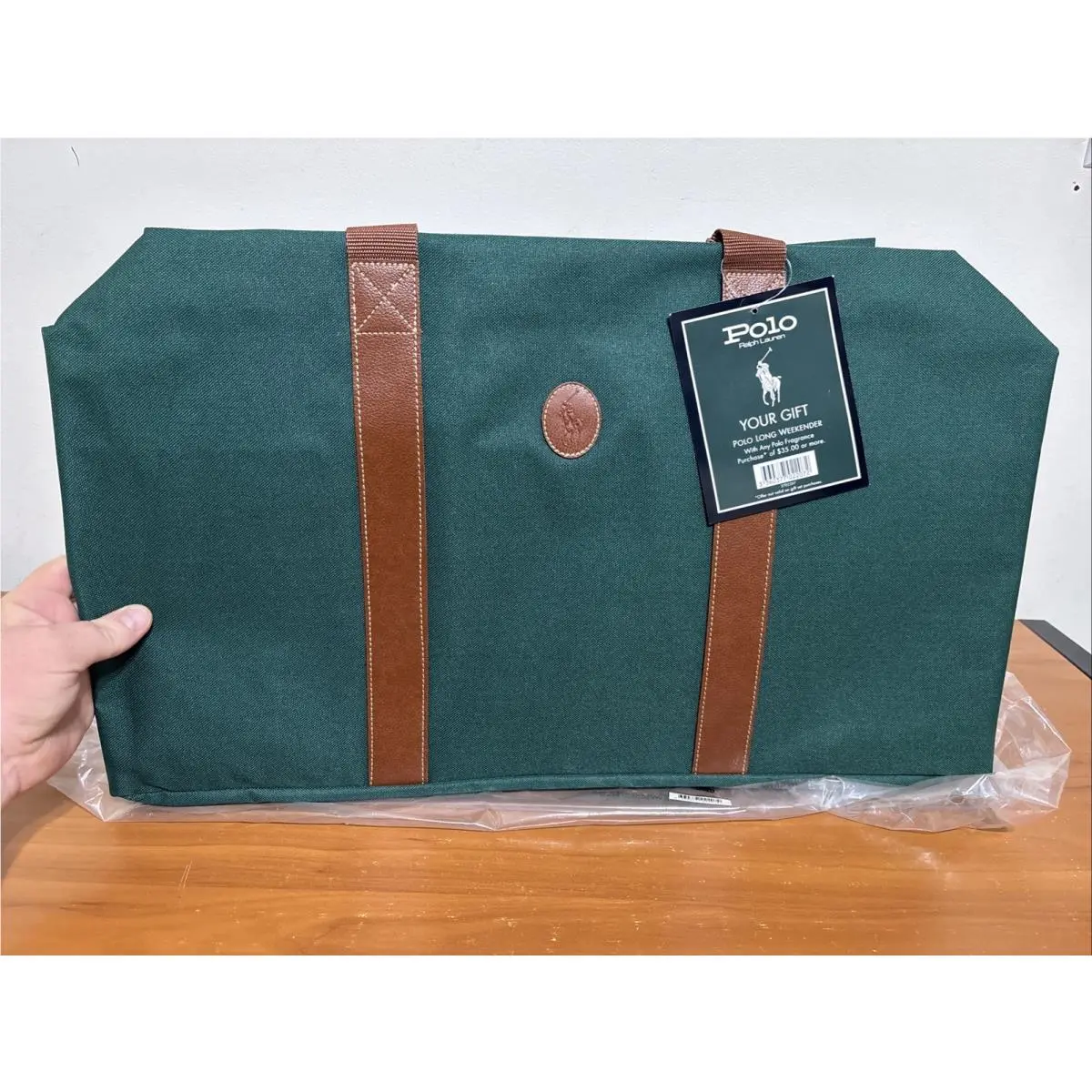 Polo Ralph Lauren Polo Long Weekender Duffle Bag Green and Brown