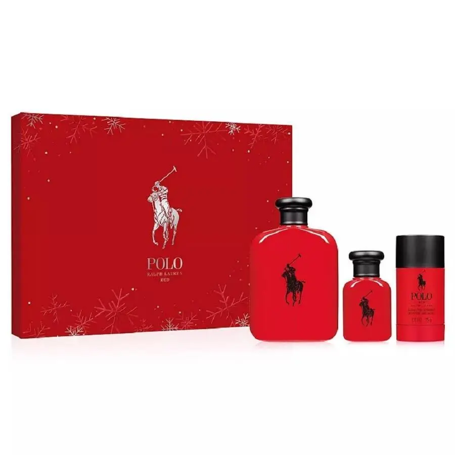 Polo Red Ralph Lauren 3pc 4.2oz Edt Spray 1.36oz Mini 2.6oz Deodorant Men Set