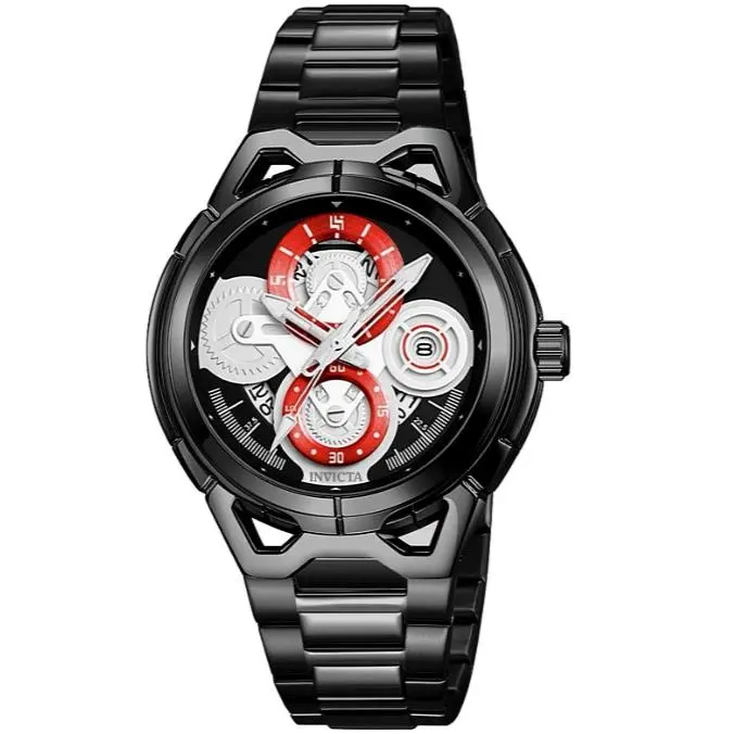 Invicta S1 Rally 79007 Men`s Watch Black Red Dial Black Steel 44mm Quartz