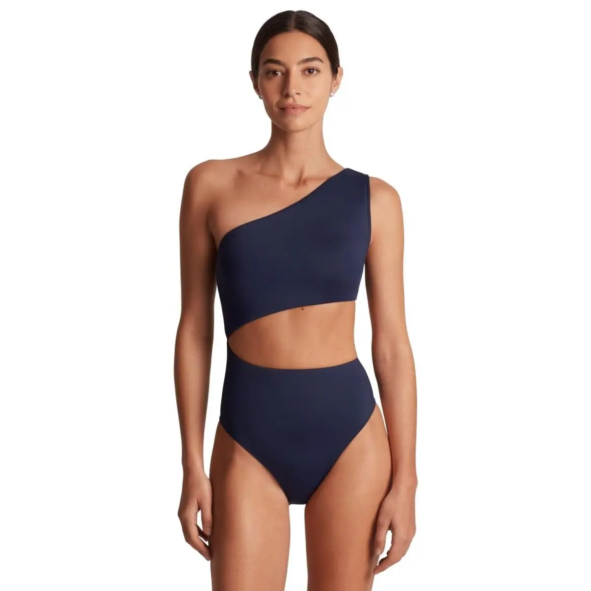 Lauren Ralph Lauren Cutout One-shoulder Swimsuit Navy 8
