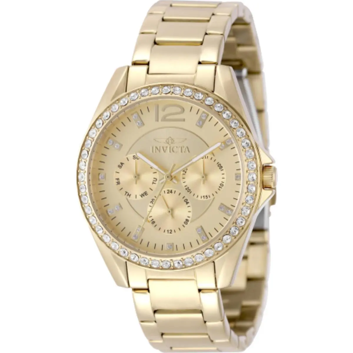 Women`s Watch Angel Quartz Chrono Gold Tone Dial Steel Bracelet 50109 by Invicta