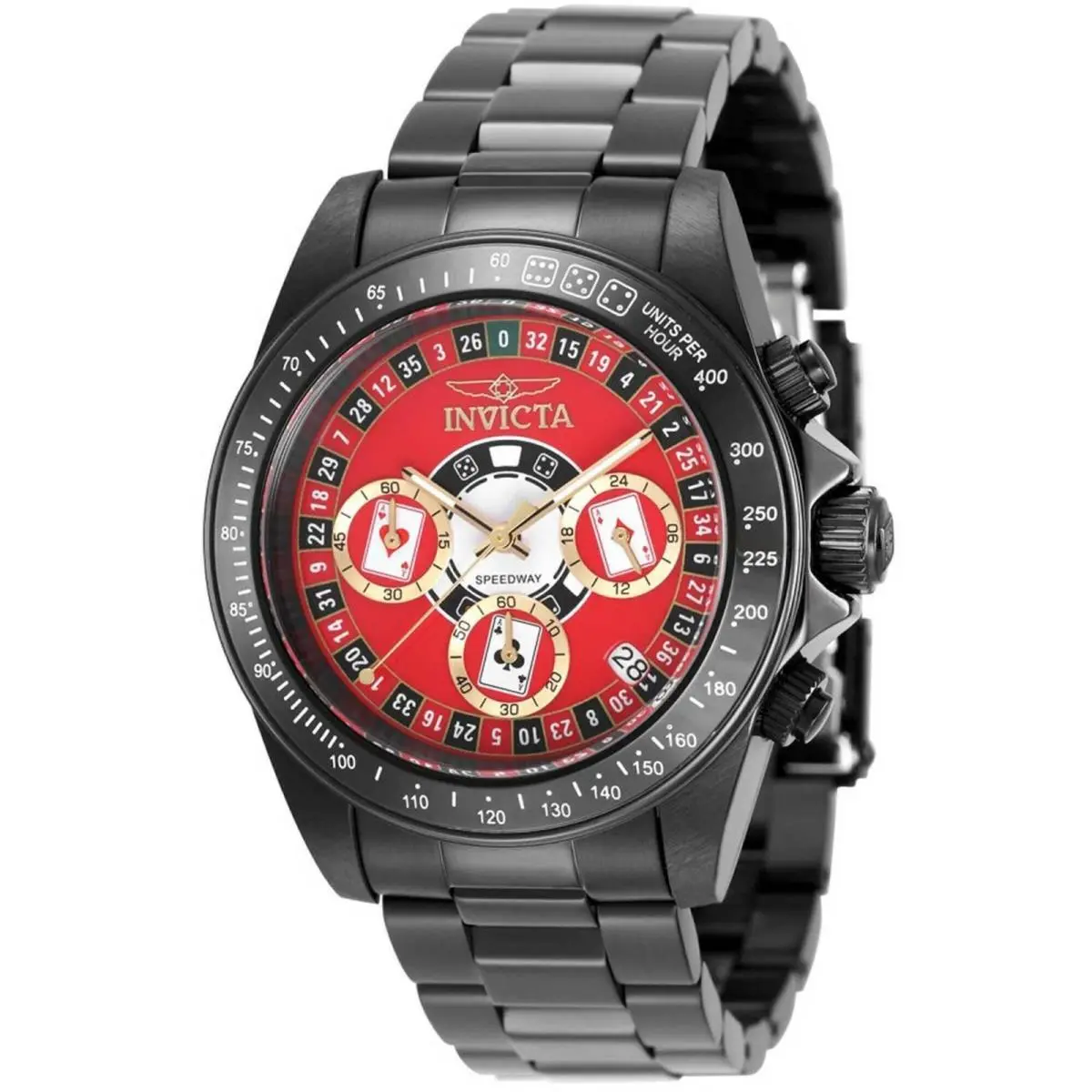 Men`s Watch Speedway Quartz Chronograph Red Dial Black Bracelet 50497 by Invicta
