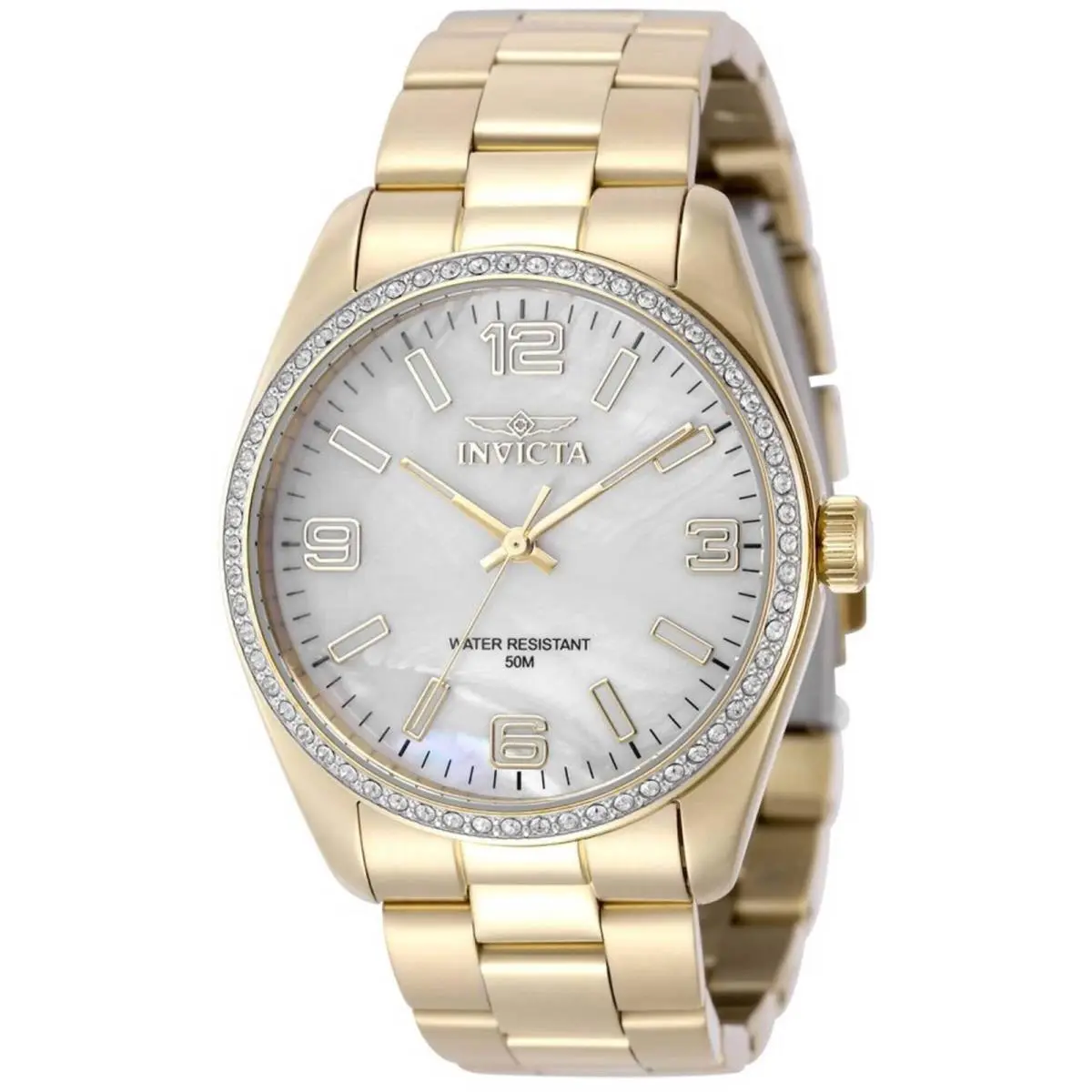 Invicta Women`s Watch Specialty Crystal Bezel White Dial Yellow Gold 50131