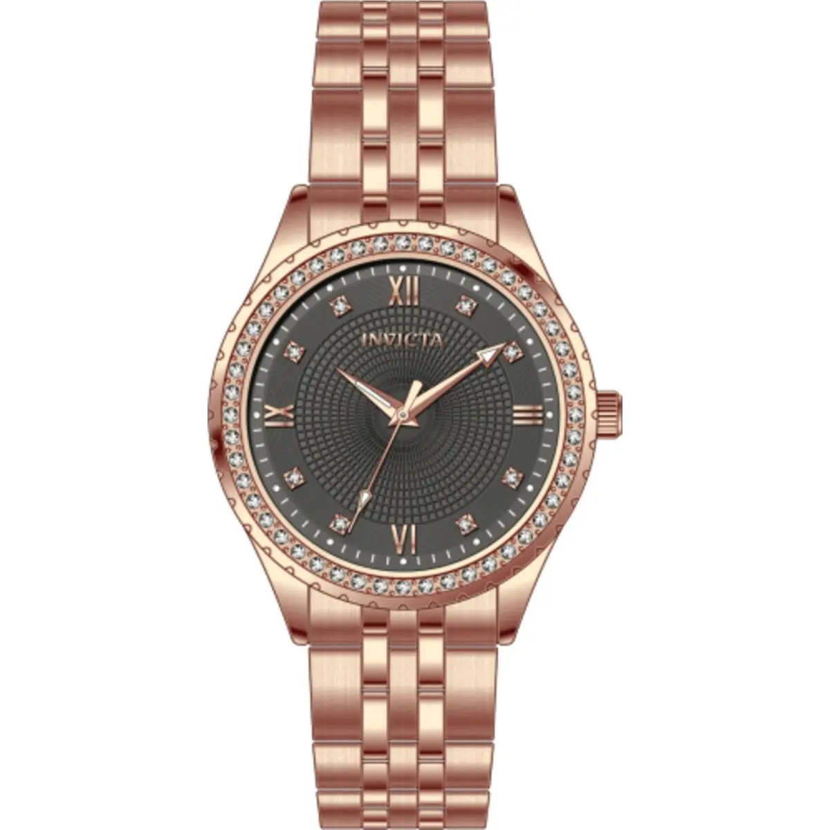 Invicta Women`s Watch Specialty Quartz Charcoal Dial Rose Gold Bracelet 69222