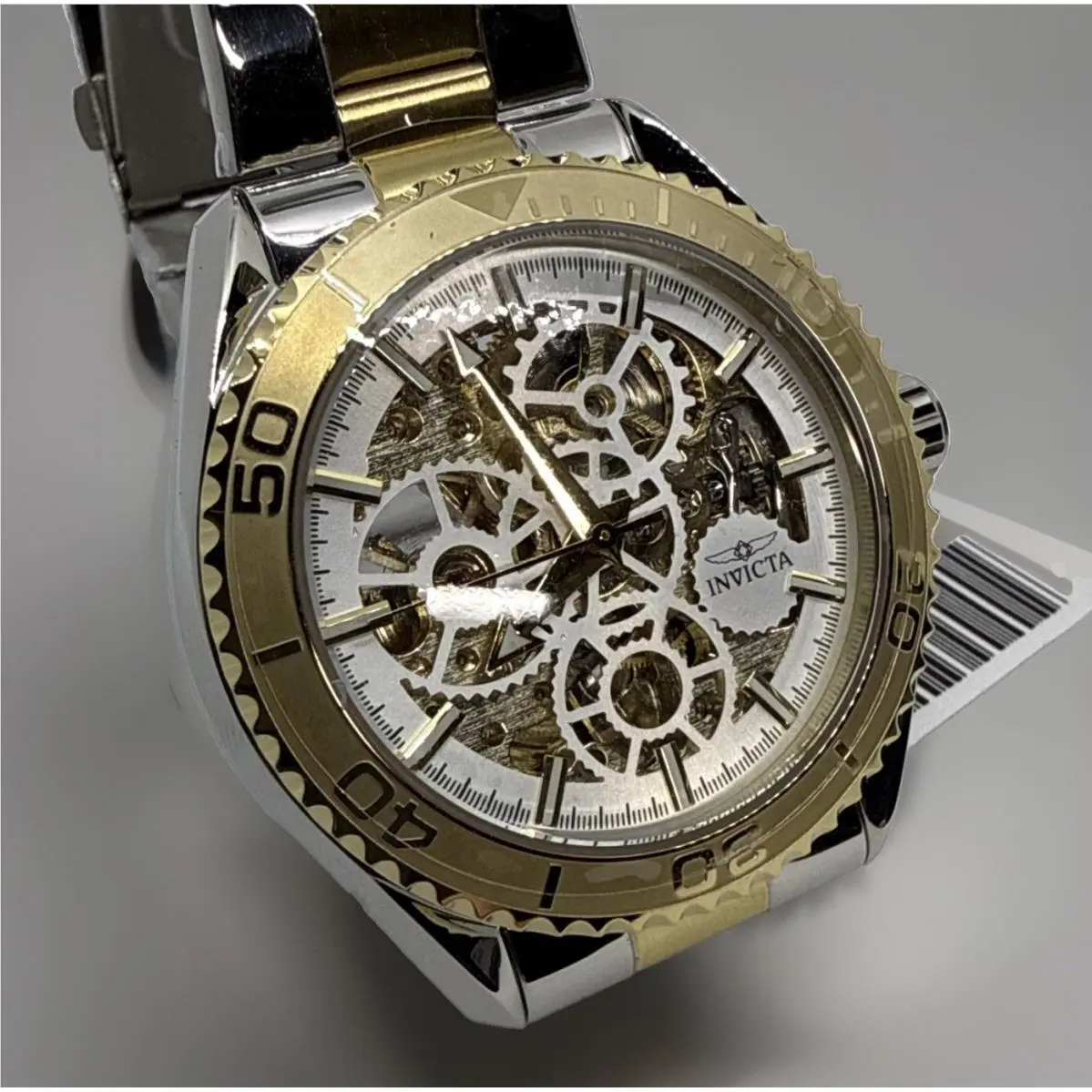 Invicta Automatic Object D’art Skeleton 43mm Men`s Watch Two-tone Stainless