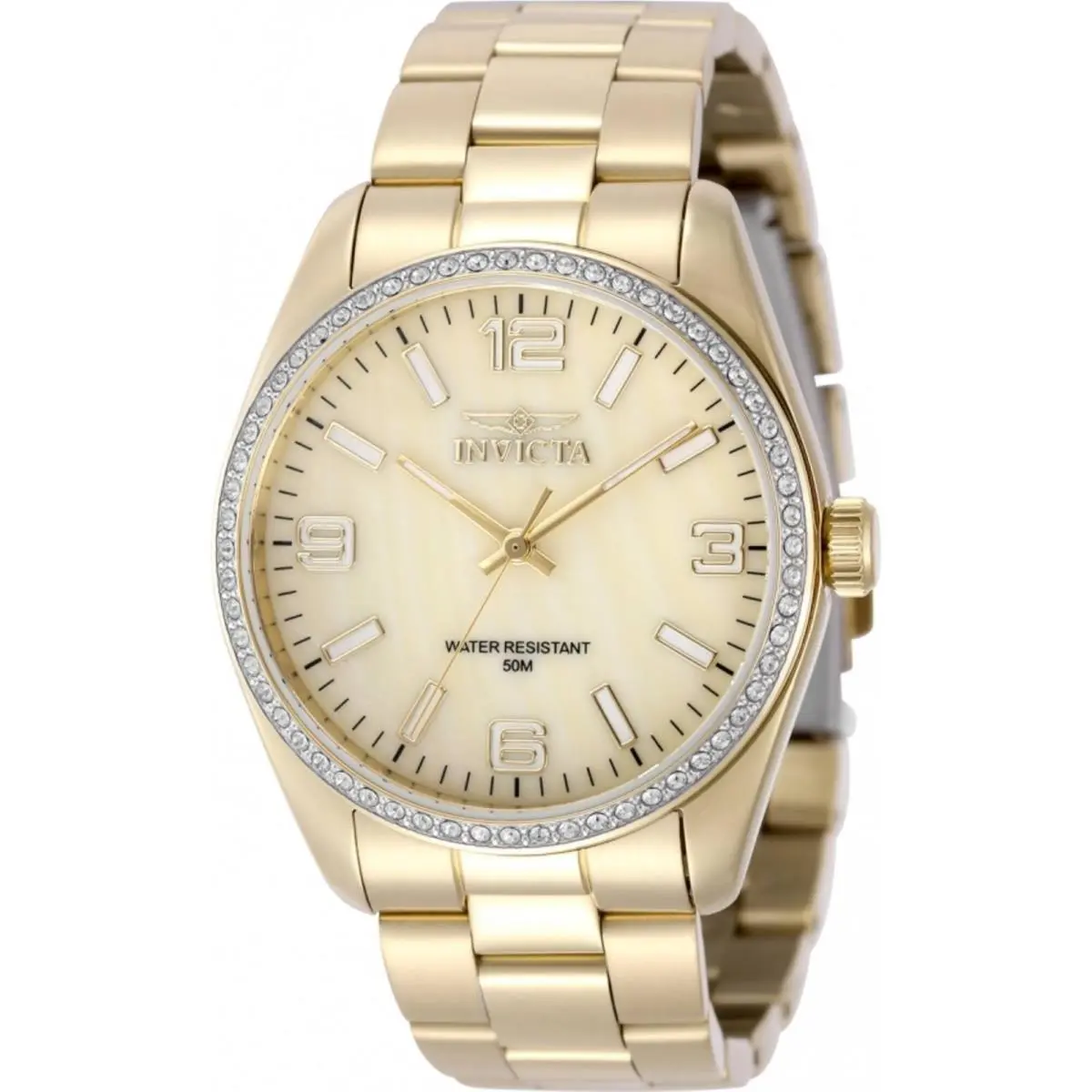 Women`s Watch Specialty Quartz Gold Tone Mop Dial Crystal Bezel 50132 by Invicta