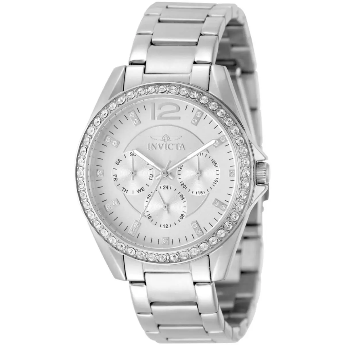 Women`s Watch Angel Quartz Chronograph Silver Tone Dial Bracelet 50108 by Invicta