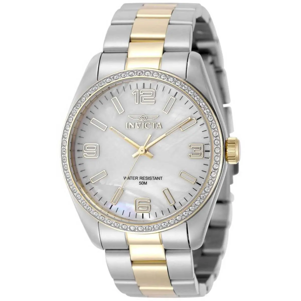 Invicta Women`s Watch Specialty Quartz White Dial Crystal Bezel Bracelet 50090