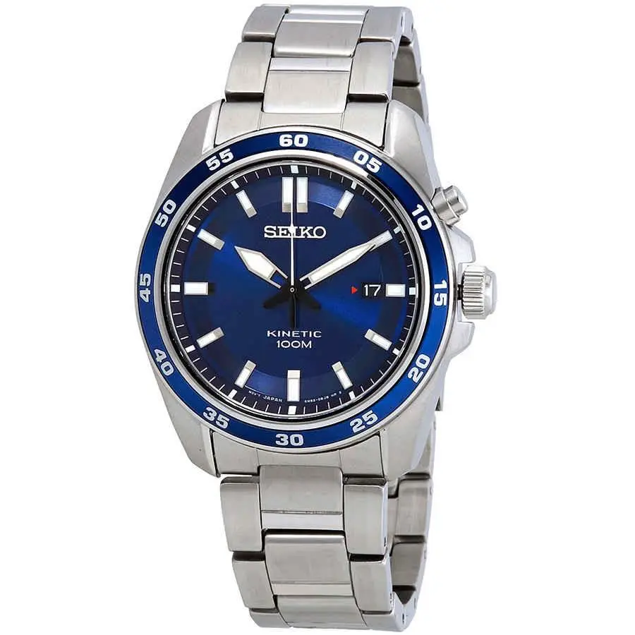 Seiko Kinetic Blue Dial Stainless Steel Men`s Watch SKA783