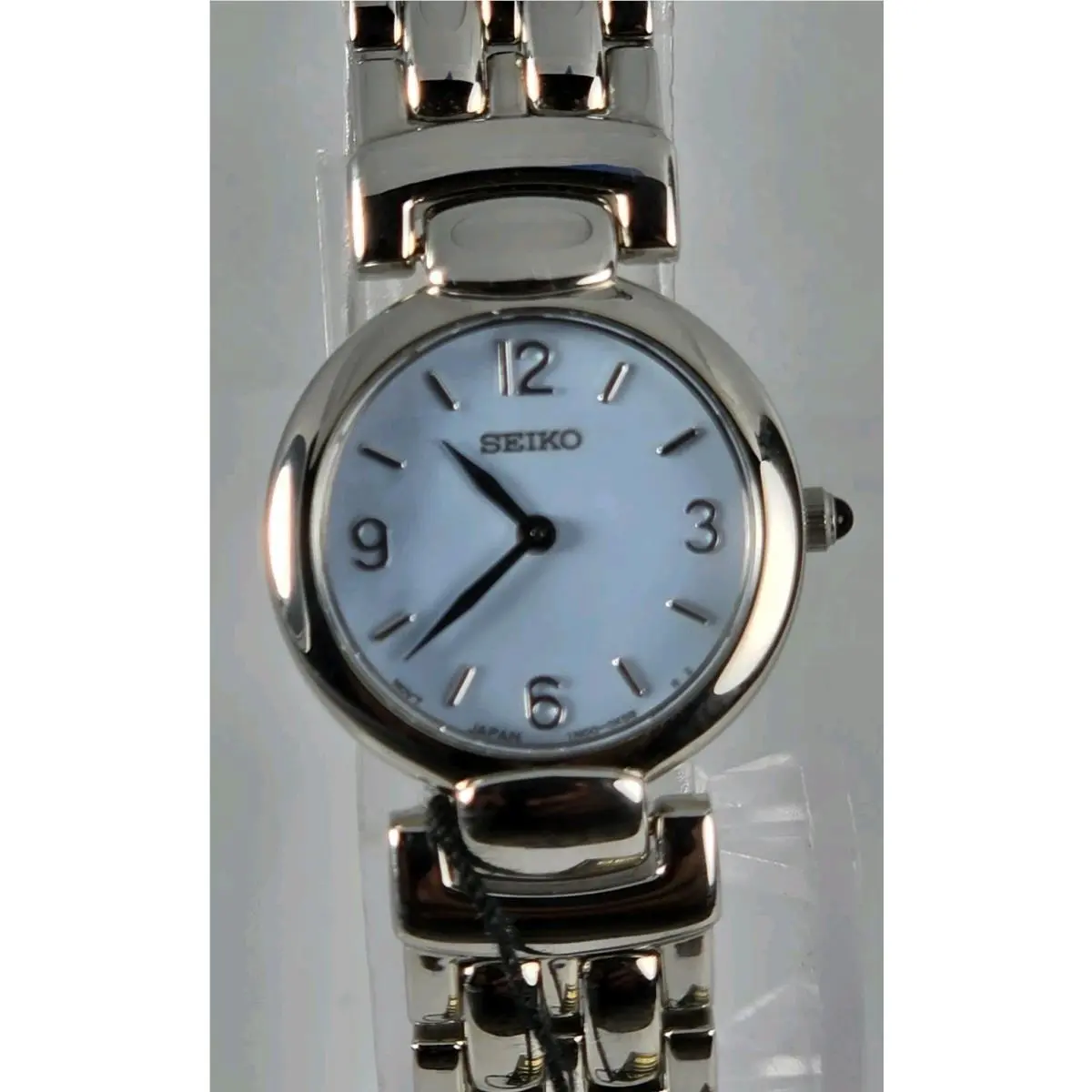 Seiko Mother Pearl Women`s Stainless Steel Water Resistan 20mm Blue Dial