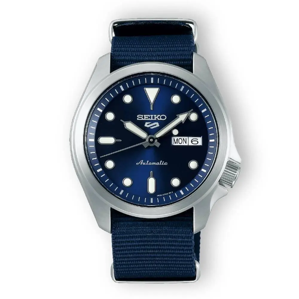 Seiko 5 Sports 24-Jewel Automatic Watch with Blue Dial and Band SRPE63