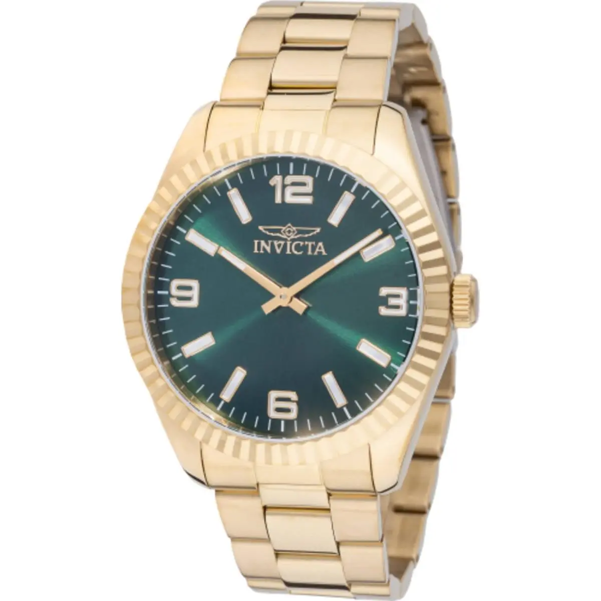 Invicta Men`s Watch Specialty Quartz Green Dial Yellow Gold Bracelet 49681