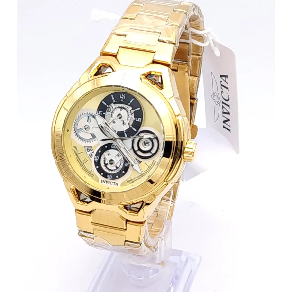 Invicta S1 Rally 79012 Men`s Watch Gold Black Dial 44mm Quartz