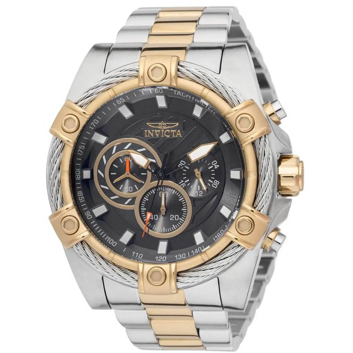 Invicta Men`s Watch Bolt Quartz Chronograph Grey Dial Two Tone Bracelet 49748