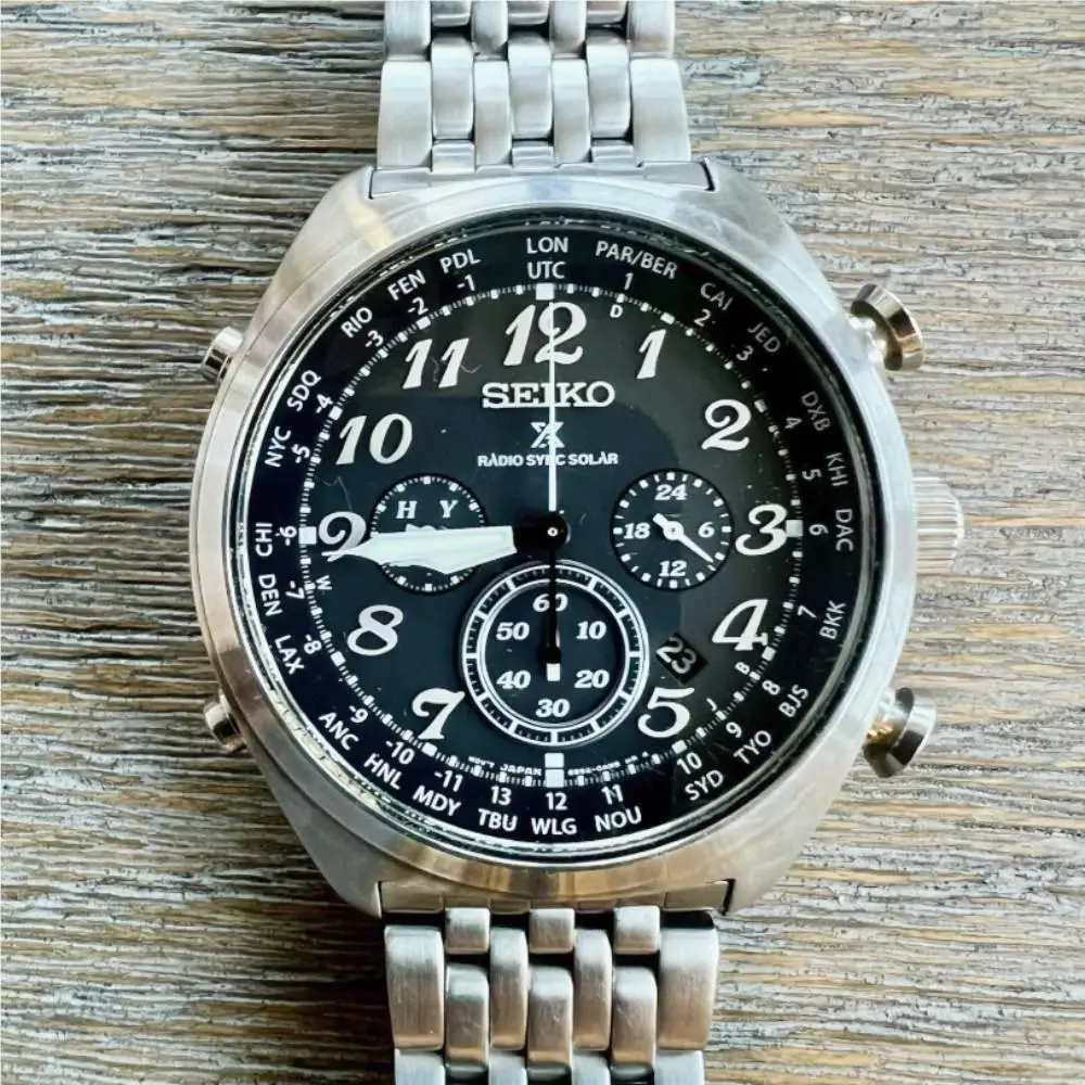 Seiko Prospex Radio Sync Solar Stainless Steel Men`s Watch SSG017 Rare
