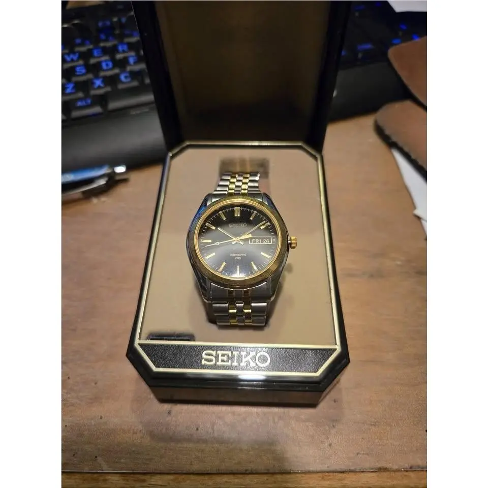 Seiko Men`s Sports 50 Two Tone Watch with Day and Date