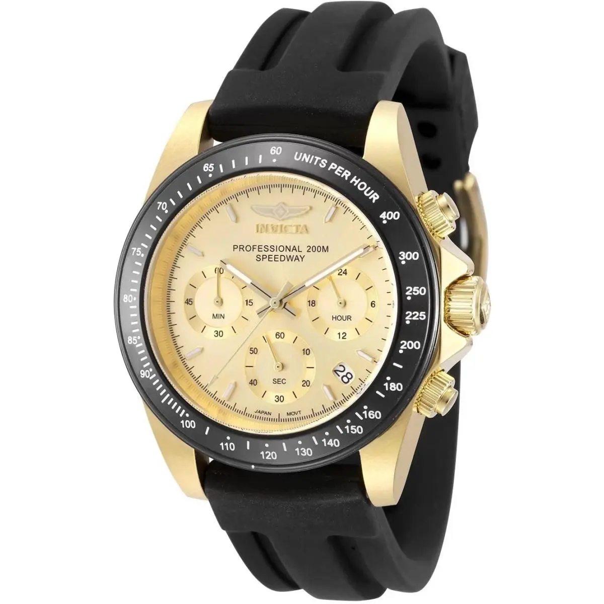 Invicta 50761 Quartz Watch Gold Dial Silicone 39.5mm Men