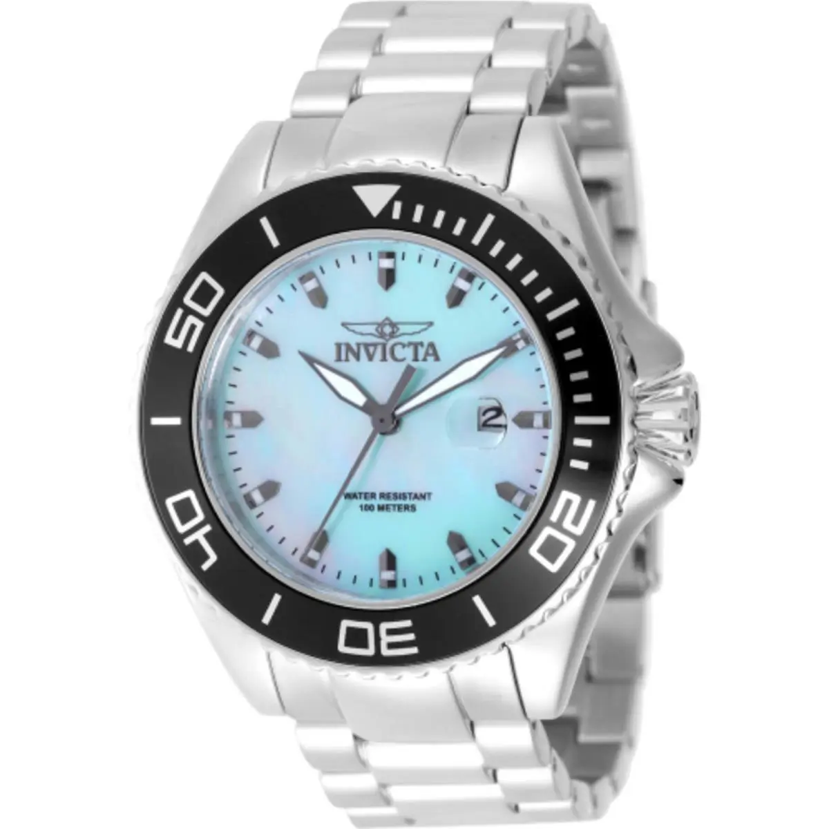 Invicta Men`s Watch Pro Diver Quartz Light Blue Dial Steel Bracelet 49642