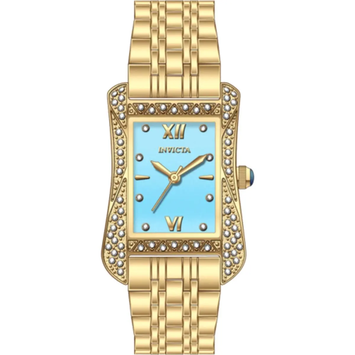 Invicta Women`s Watch Wildflower Quartz Blue Dial Yellow Gold Bracelet 69283