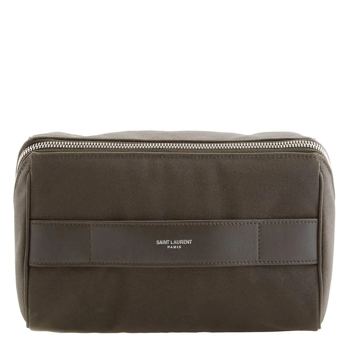 Saint Laurent Paris Olive Cotton Toiletry Pouch 733701 FADW0 3976