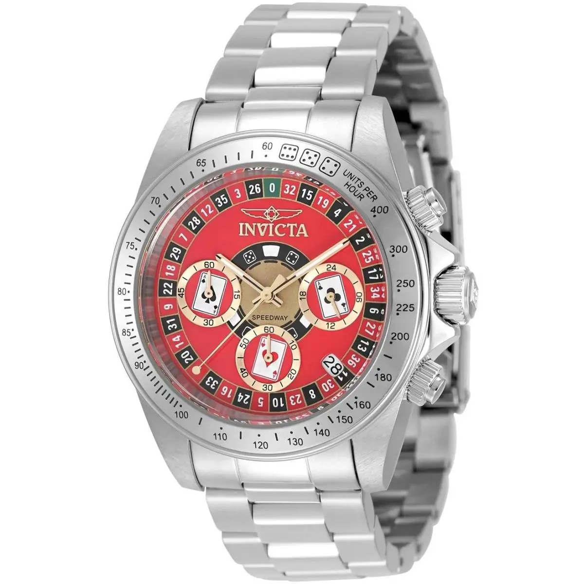 Invicta 50494 Quartz Watch Red Dial Stainless Steel 39.5mm Men