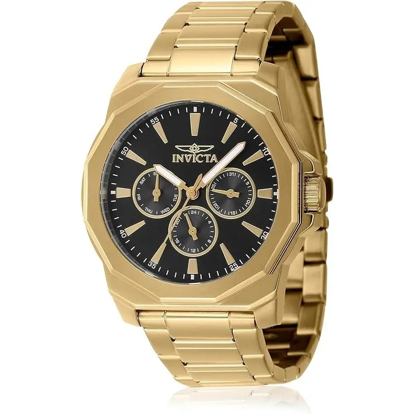 Invicta Reloj De Acero Inoxidable Bañado en Oro Para Hombre