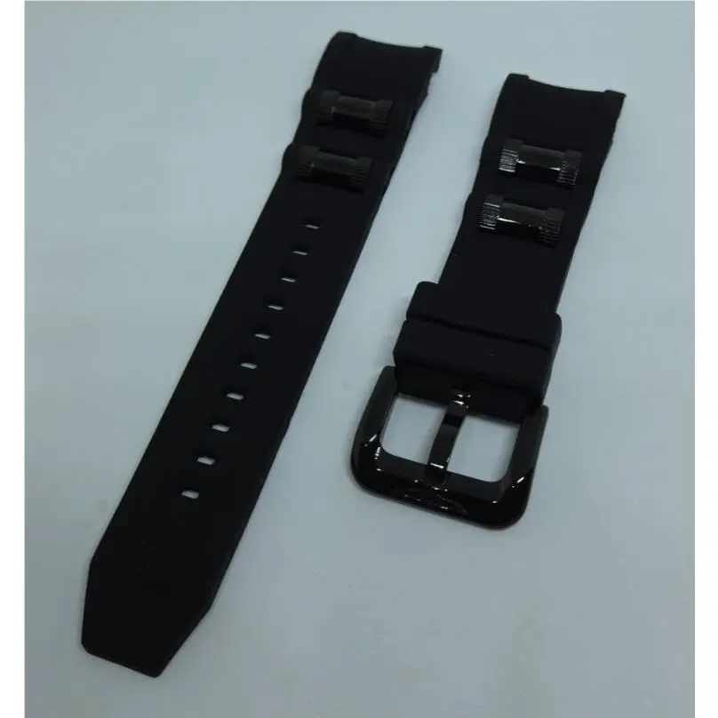 Invicta Russian Diver 24mm Black Polyurethane Strap Band Black Inserts