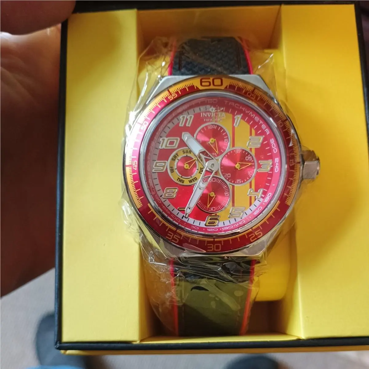 Invicta Racing Stryketach 50mm Red Yellow Men`s Watch 50042