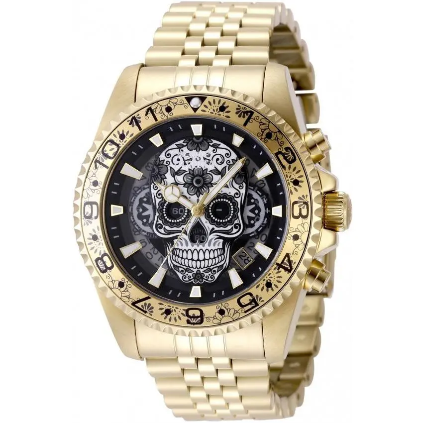 Pro Diver Gray White Black Dial Quartz Gold Tone Watch by Invicta