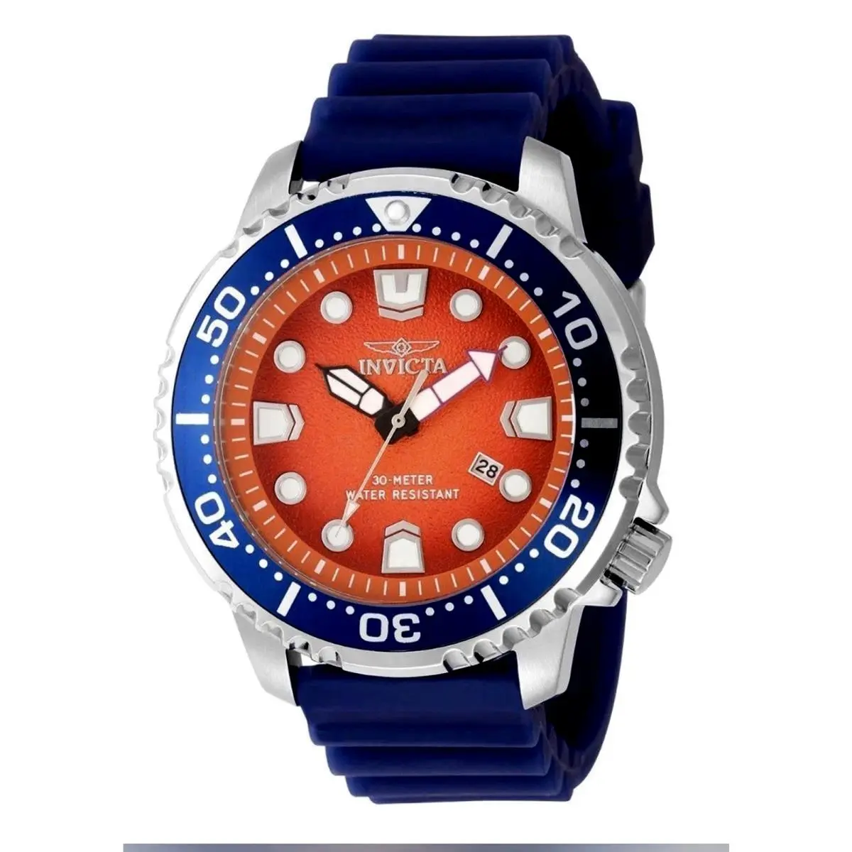 Pro Diver Abyss 49543 Men`s 48mm Quartz Orange Dial Blue Strap by Invicta