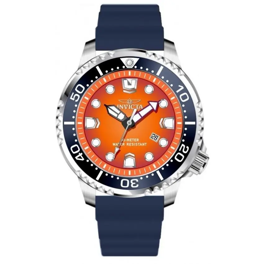 Invicta Pro Diver Abyss 49543 Men`s 48mm Quartz Orange Dial Blue Strap