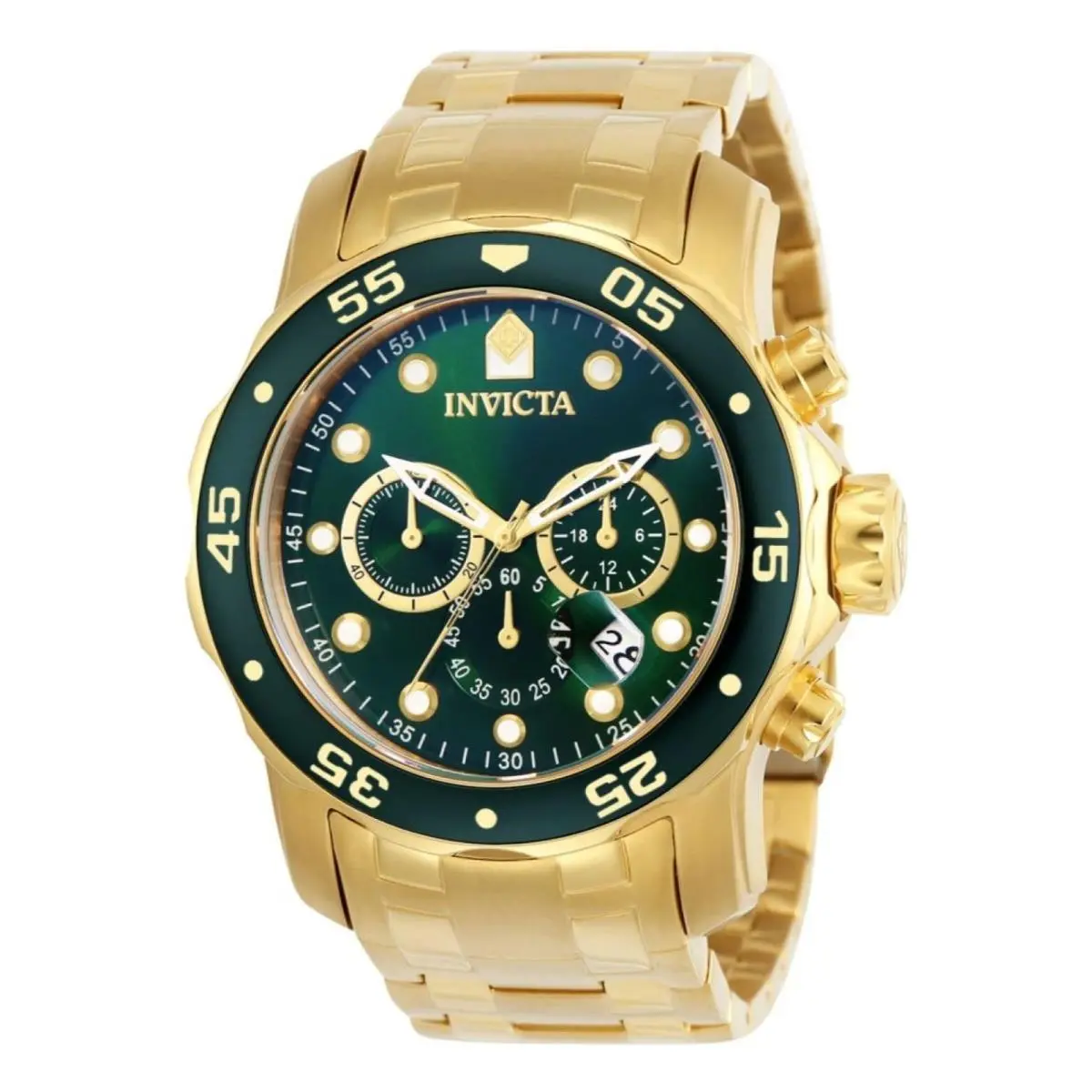 Invicta Men`s 0075 Pro Diver Chronograph 18k Goldplated Watch